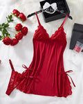 Lace Trim Cami Nightdress & Thong Set