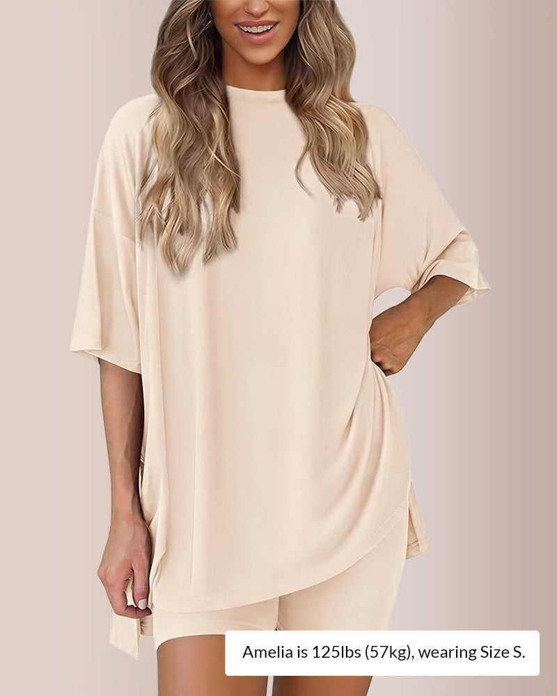 Casual Oversized 2-Piece Split Hem Lounge Set