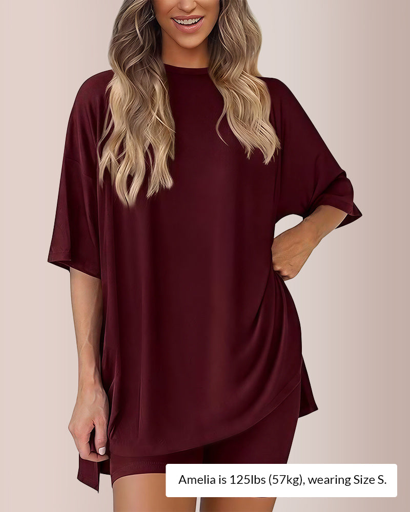 Casual Oversized 2-Piece Split Hem Lounge Set