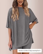 Casual Oversized 2-Piece Split Hem Lounge Set
