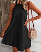 Openwork Halter Neck Casual Dresses