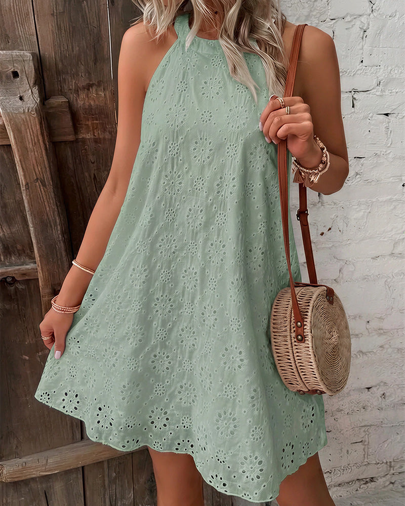 Openwork Halter Neck Casual Dresses