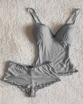 Summer Ruffled Dot Print Sleepwear Set