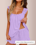Wooden Ear Square Neck Casual Two-Piece Set