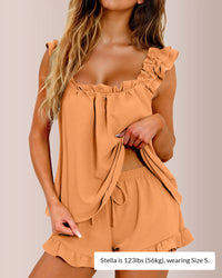 Wooden Ear Square Neck Casual Two-Piece Set