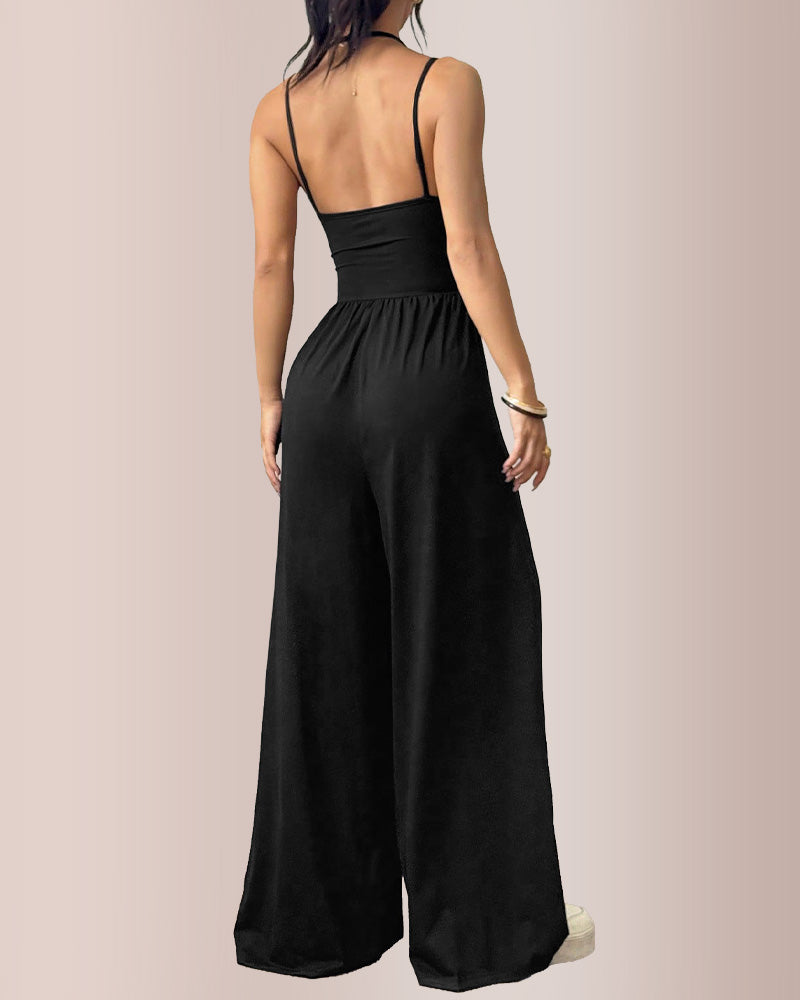Comfortable Sleeveless Halter Jumpsuit