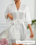 Elegant Satin Lace-Trimmed Short Loungewear Robe