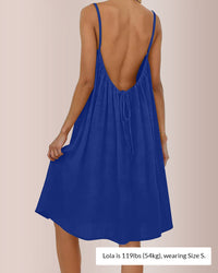 Solid Color Backless Cami Short Dress