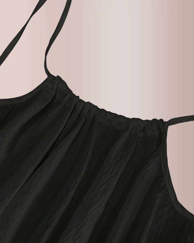 Solid Color Backless Cami Short Dress