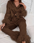 Ice Silk Feather Loose Pajama Set