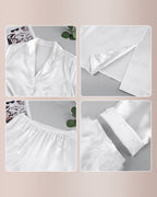 Feather-Trim Ice Silk Pajama Set