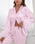 Ice Silk Feather Loose Pajama Set