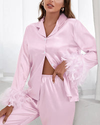 Ice Silk Feather Loose Pajama Set