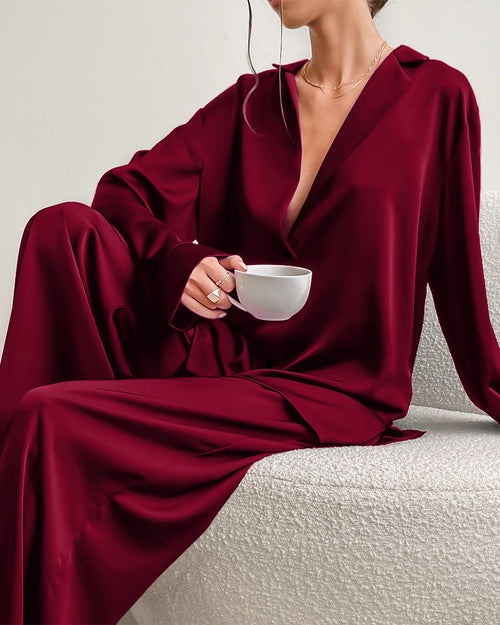 Faux Ice Silk Pajama Set