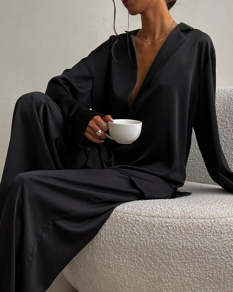 Summer Faux Silk Pajama Set