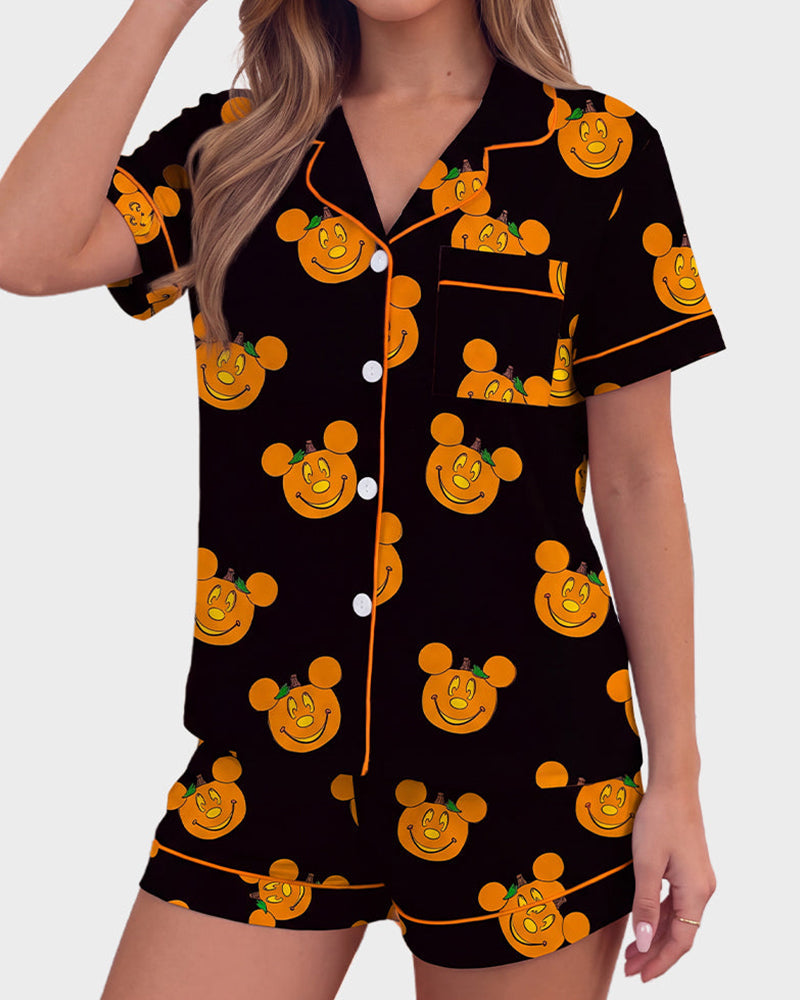 Halloween Cartoon 2-Piece Pajama Set