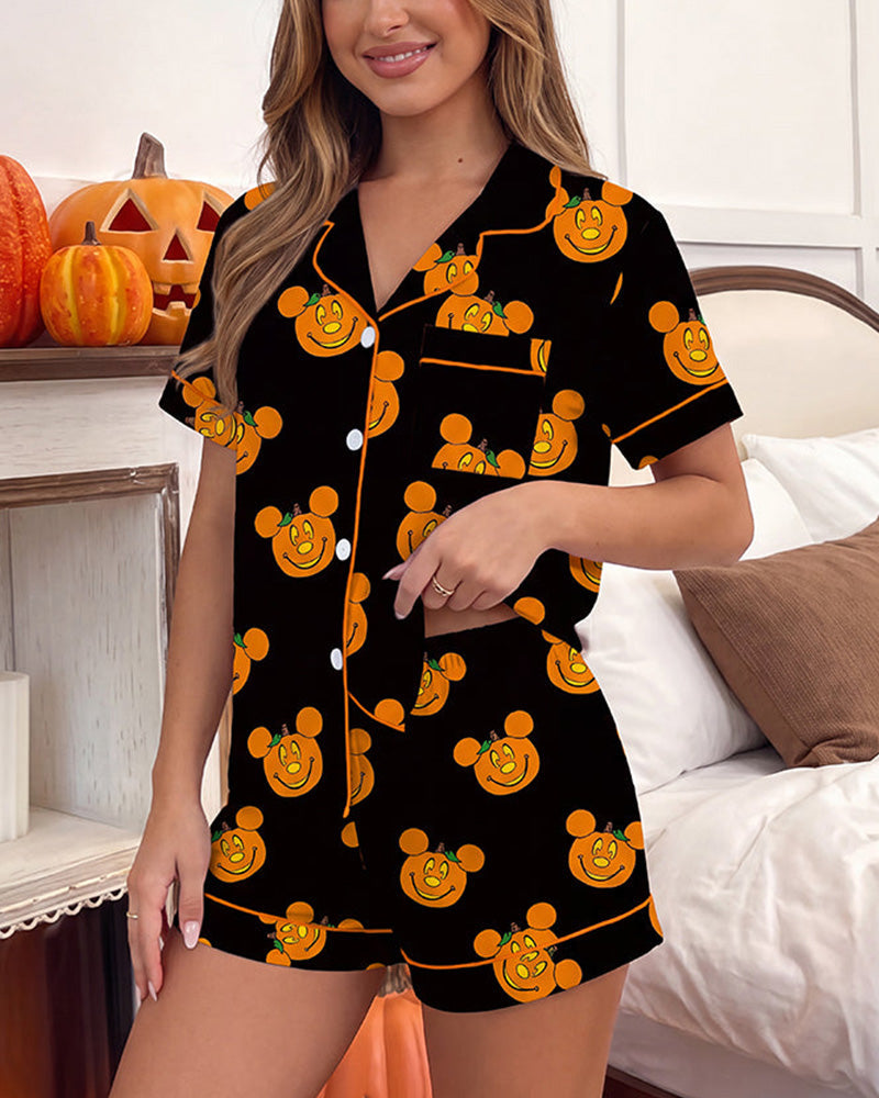 Halloween Cartoon 2-Piece Pajama Set