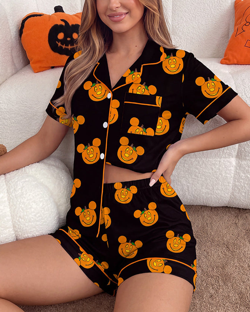 Halloween Cartoon 2-Piece Pajama Set