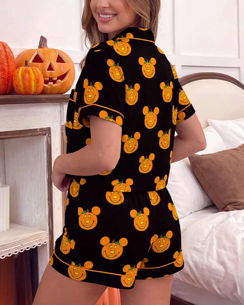 Halloween Cartoon 2-Piece Pajama Set