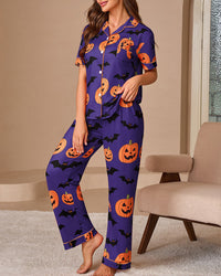 Halloween Pumpkin & Bat Loungewear Set