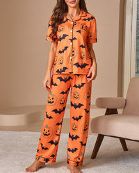 Halloween Pumpkin & Bat Loungewear Set