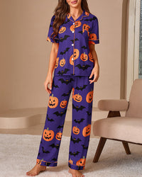 Halloween Pumpkin & Bat Loungewear Set