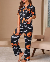Halloween Pumpkin & Bat Loungewear Set