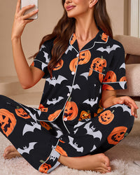 Halloween Pumpkin & Bat Loungewear Set