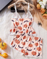 Halloween Lace-Trim Cami & Shorts Pajama Set