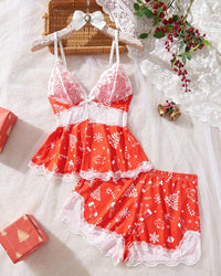 Halloween Lace-Trim Cami & Shorts Pajama Set