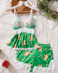 Halloween Lace-Trim Cami & Shorts Pajama Set