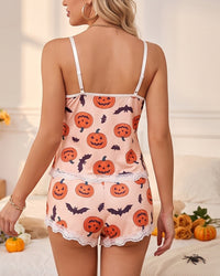 Halloween Lace-Trim Cami & Shorts Pajama Set