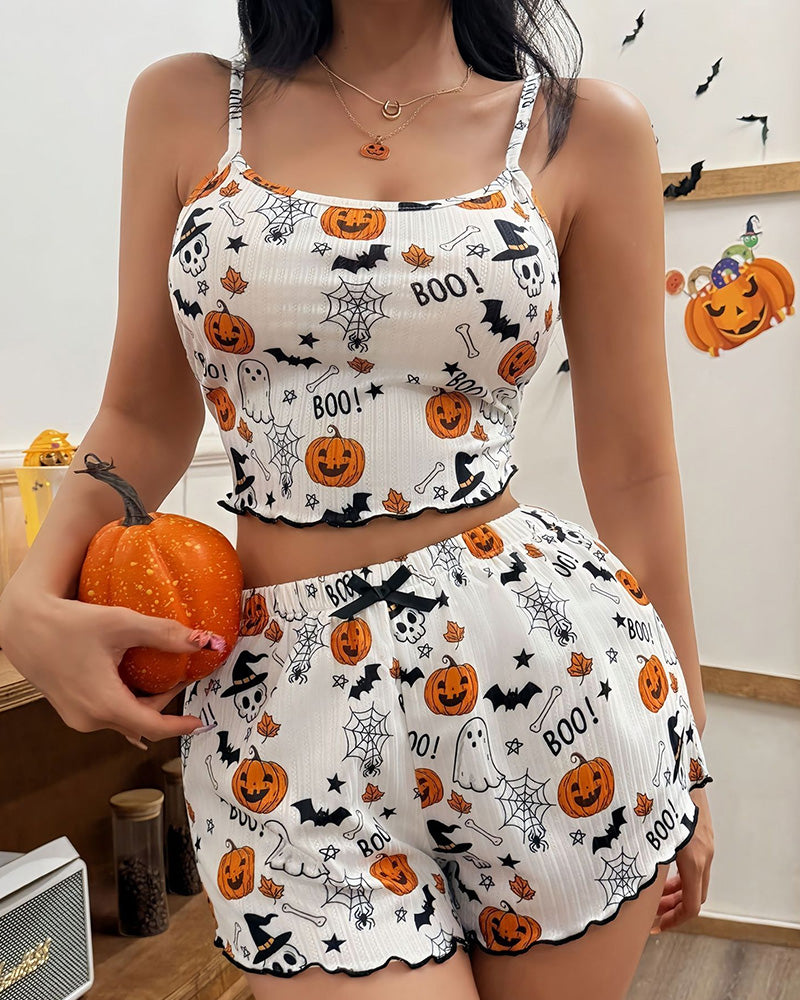 Halloween Pumpkin Cami & Shorts Pajama Set