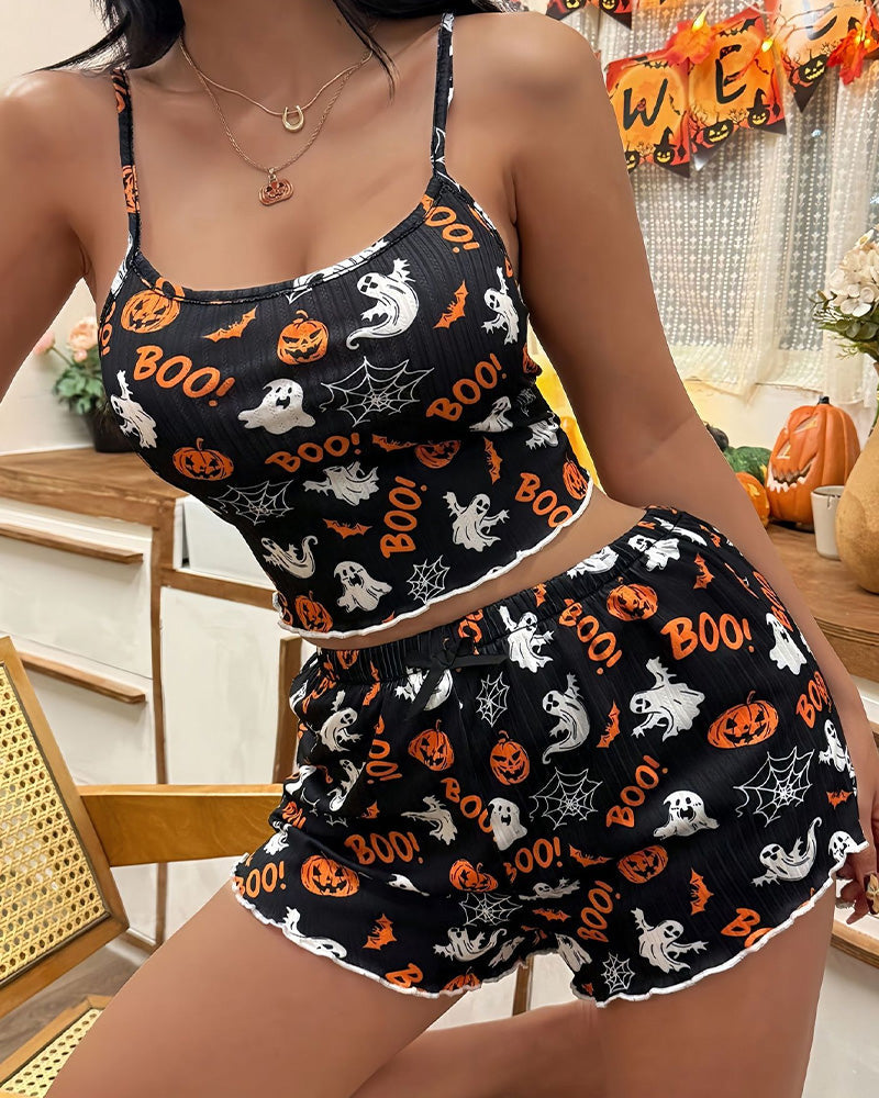 Halloween Pumpkin Cami & Shorts Pajama Set