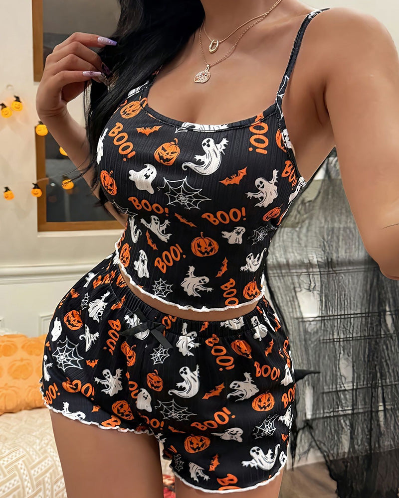 Halloween Pumpkin Cami & Shorts Pajama Set
