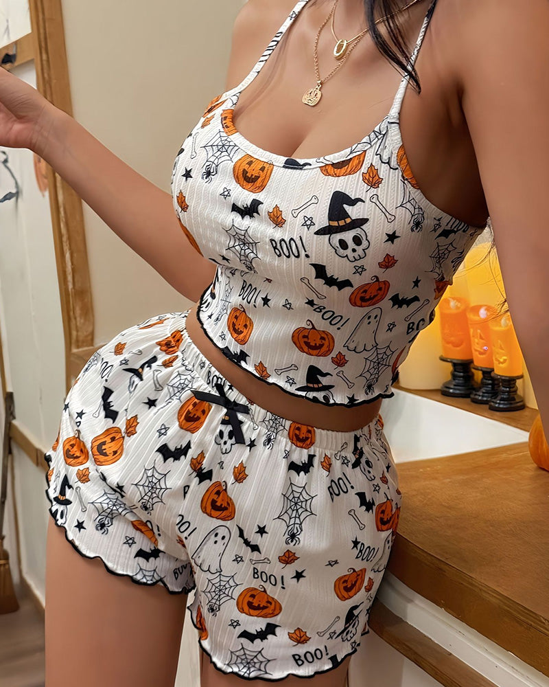 Halloween Pumpkin Cami & Shorts Pajama Set