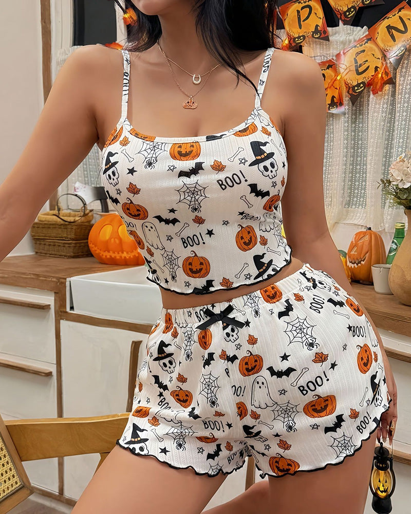 Halloween Pumpkin Cami & Shorts Pajama Set