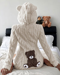 Bear-Ear Plush Hooded Romper