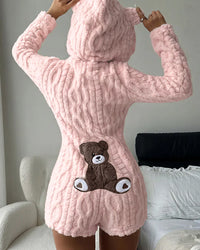 Bear-Ear Plush Hooded Romper