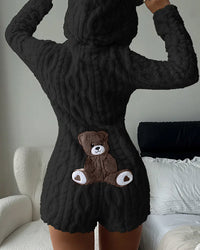Bear-Ear Plush Hooded Romper