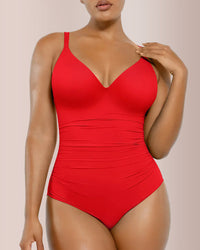 Back Drawstring V-Neck One-Piece Swimsuit