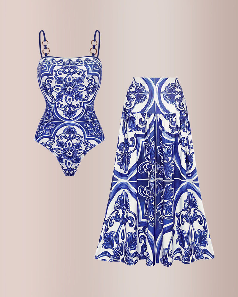 Majolica Print Sling One-Piece Swimsuit