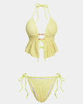 Conjunto de bikini de 2 piezas estilo halter jacquard femenino