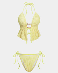 Girly Jacquard Halter 2 Piece Bikini Set