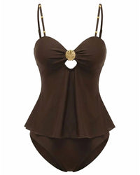 Tummy Control Two Piece Elegant Backless Ruffle Bikini