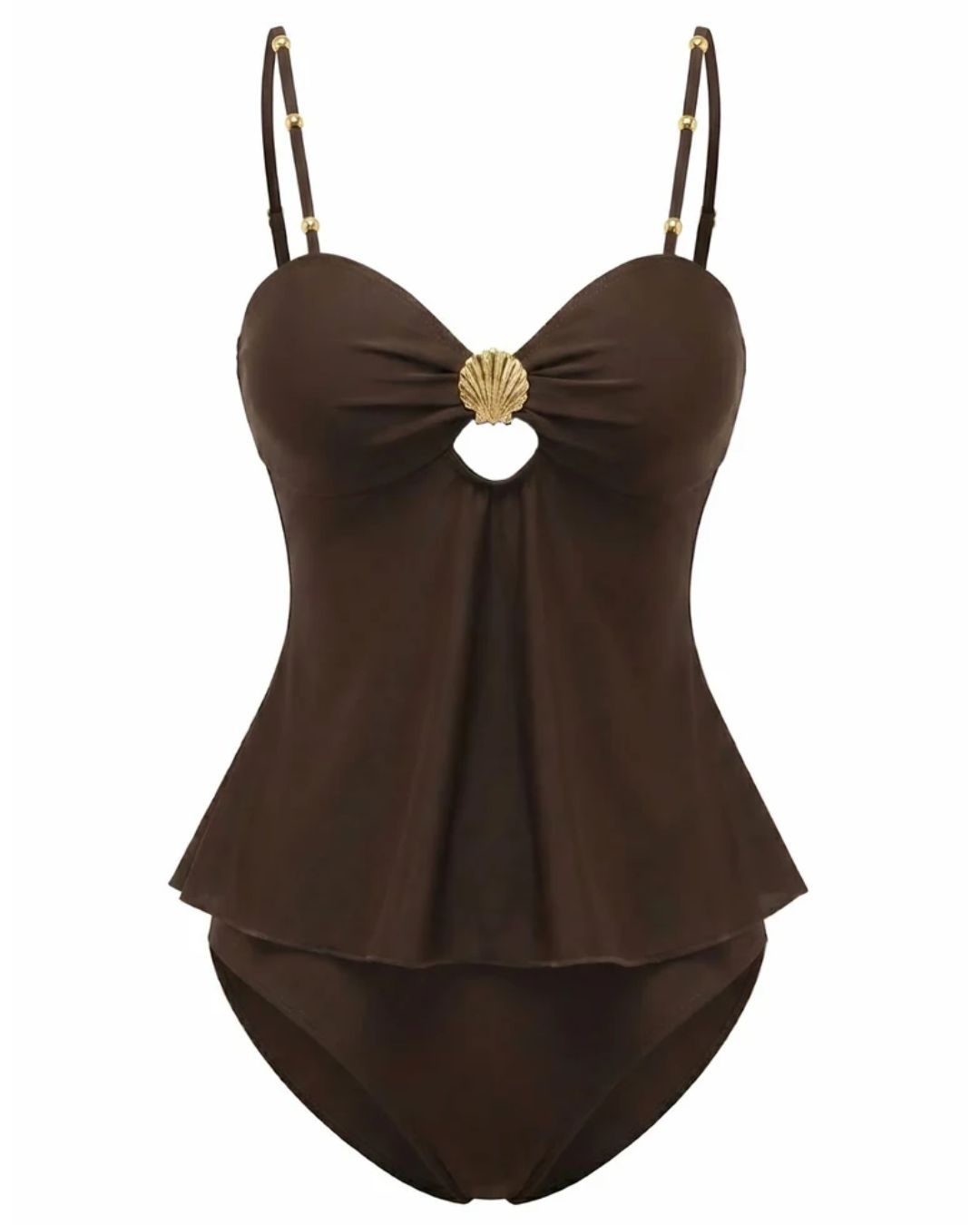 Tummy Control Two Piece Elegant Backless Ruffle Bikini