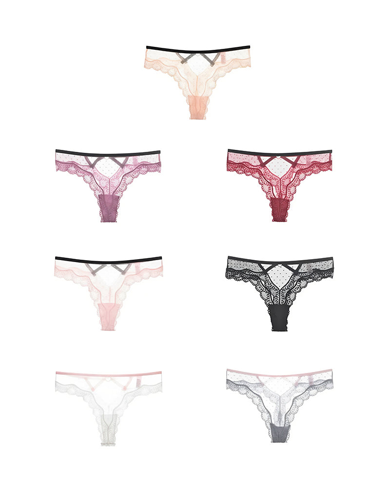 Sheer Heart Mesh Lace Thong