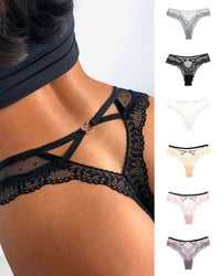 Sheer Heart Mesh Lace Thong
