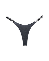 High-Cut Cotton Thong with Animal Print Straps