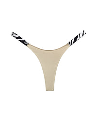 High-Cut Cotton Thong with Animal Print Straps